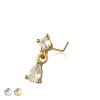 CZ TEAR DROP DANGLE CZ 316L SURGICAL STEEL L-SHAPE NOSE RING